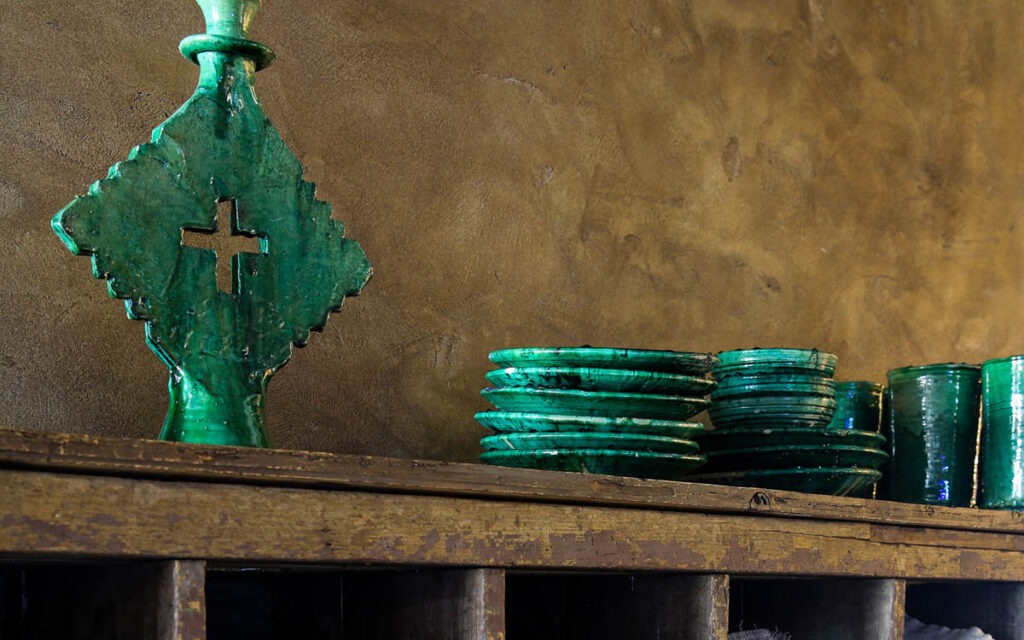 Handgemaakt Tamegroute-servies uit Marokko met een prachtige groene kleur
